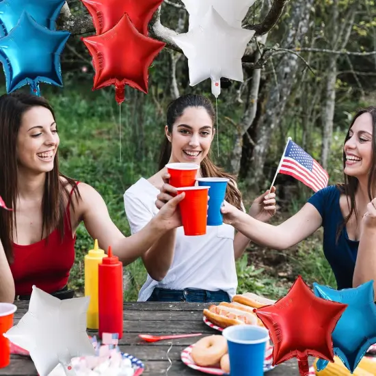 18 Pieces 18 Inches Red White Blue Stars Balloons, USA Themed Aluminum Foil Balloons for 4th of July, Independence Day Patriotic Birthday Party Decorations {4}