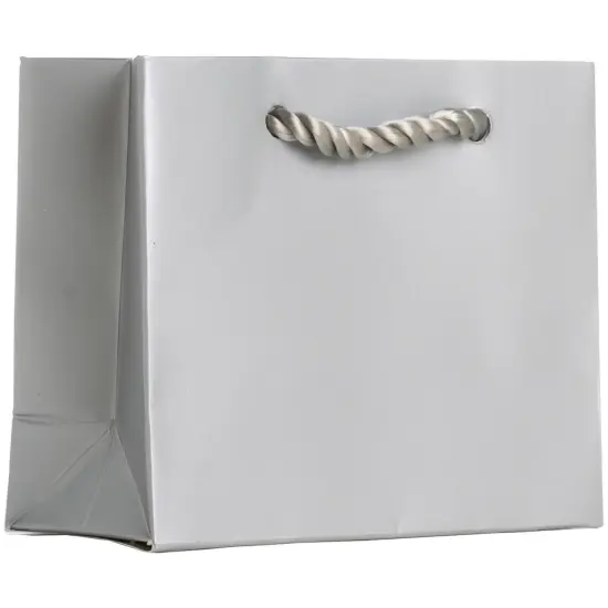 Pack/6: Matte Metallic Silver Gift Bag - 5 x 2 x 4" {1}