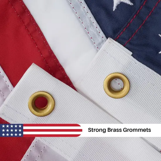American Flag 16x24 Inches Made in USA, Embroidered Small American Flag for Boat ATV, Double Sided US Boat Flags for Outside with 2 Brass Grommets and 4 Stitching Rows Boat Cabin Decoration {4}