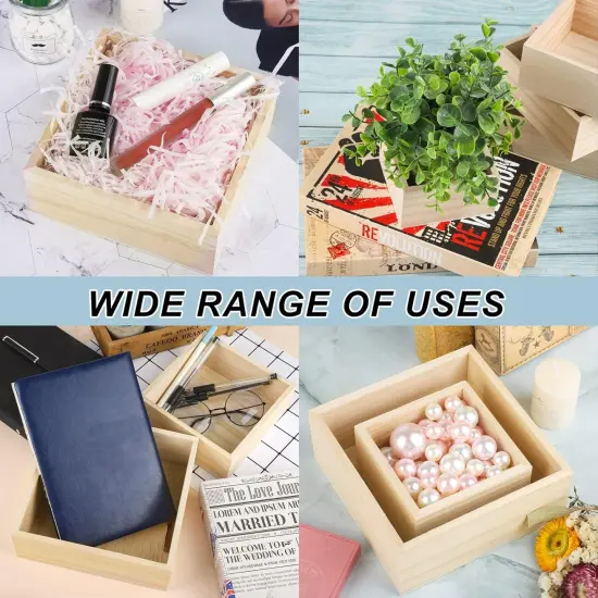 8 Pieces Unfinished Wooden Craft Box in 4 Sizes {4}