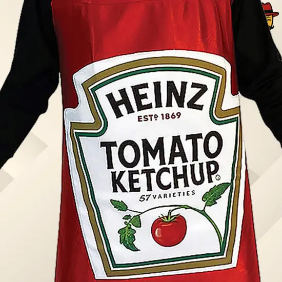 Classic Ketchup Bottle Adult Costume Funny Food Tunic Red Head-In Design Halloween Outfit {3}