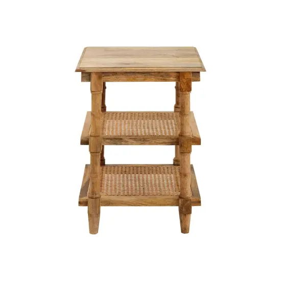 Contemporary Home Living 2-Shelf Handcrafted Wooden Side Table - 24" - Brown {3}