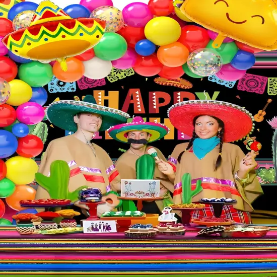 100pcs Mexican Party Birthday Decorations Fiesta Balloon Arch Garland Kit, 5 De Mayo Happy Birthday Backdrop Taco Balloons Tablecloth Decor Carnival Cinco De Mayo Party Decorations Supplies {3}