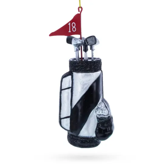 Golf Bag with Clubs Glass Christmas Ornament {1}