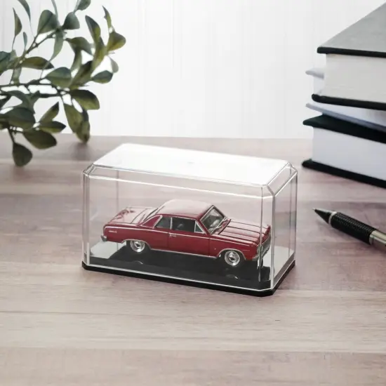 Pioneer Plastics 164C Clear Plastic Display Case with Black Base for 1:64 Scale Cars, 3.5" W x 1.625" D x 1.75" H (Mailer Box) {4}