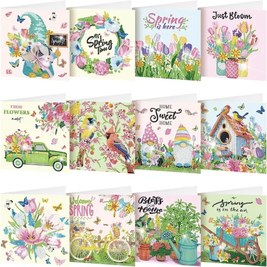 12 Pack Spring Diamond Painting Greeting Card Kits {1}