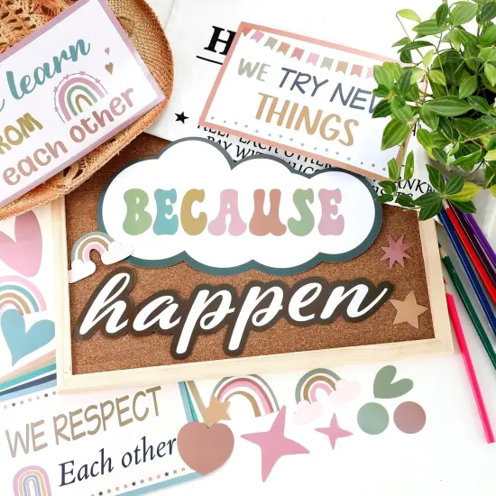 62 Pcs Classroom Boho Bulletin Board Decorations {2}