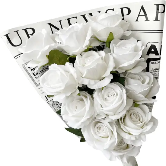 Artificial White Rose Flowers 12 Pcs Blossom Bouquets {4}
