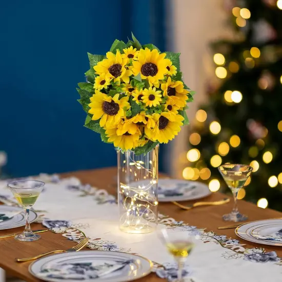 Sunflower Artificial Flowers Ball - 2 Pcs Fake Sunflower Flowers Centerpieces Decoration for Home, Party, Event, DIY Decor {2}