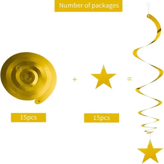 Gold Star Hanging Swirl Decorations {3}