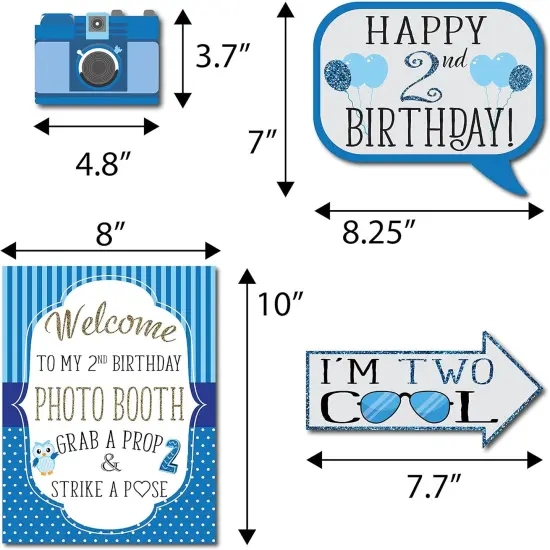 2nd Birthday Boy Photo Booth Props - 41-pc Photobooth Kit {3}