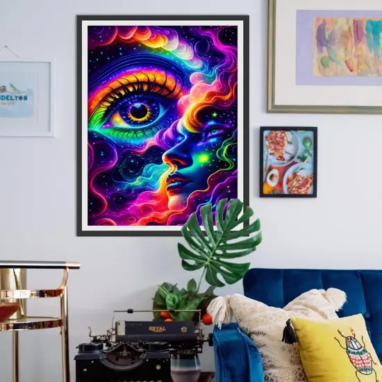 Diamond Painting Kits AB Diamond Art Kits for Adults,DIY Round Full Drill Colorful Starry Sky Gem Art Kits Rainbow Eyes Abstract Paint by Diamonds Handmade Gift Home Decor 11.81 * 15.74in {5}