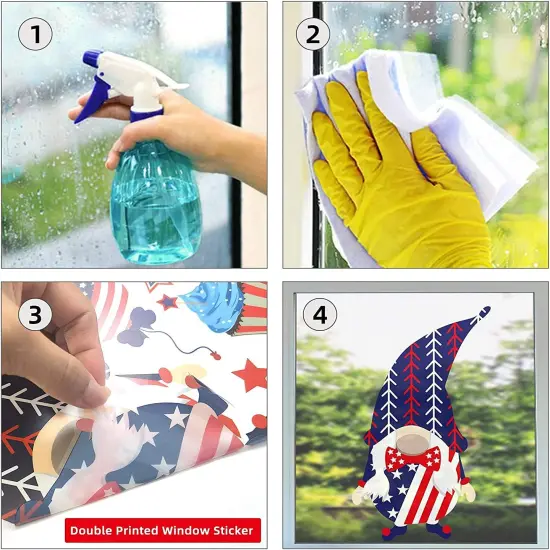Patriotic PVC Dogs Window Clings, 9 Sheets Reusable 4th of July Decorations for Indoor Use, Wall Decor, Party Supplies {5}