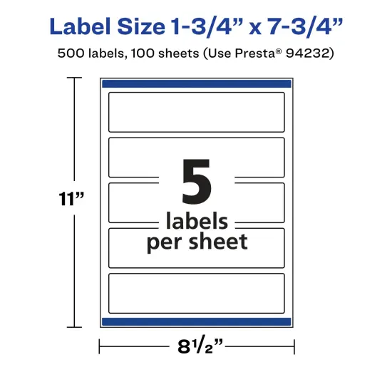 Avery Matte Clear Labels,1-3/4" x 7-3/4" Rectangle {5}