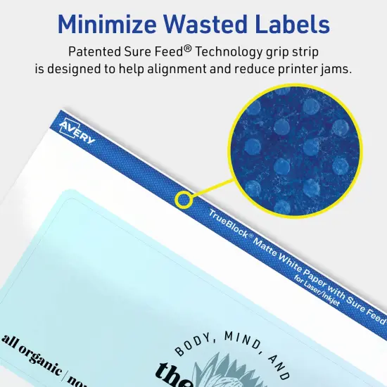 Avery TrueBlock Matte White Paper Labels,2-1/2" x 7" Rectangle {4}
