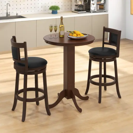 Espresso Rubber Wood Pub Round Bar Height Dining Table {3}