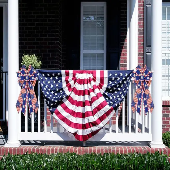 Large Patriotic Wreath Bows America Flag Star Burlap Bows for Wreath, 4th of July Bows for Labor Day Independence Day Front Door Home Indoor Outdoor Party Decoration Wreath Ornament Supplies {5}