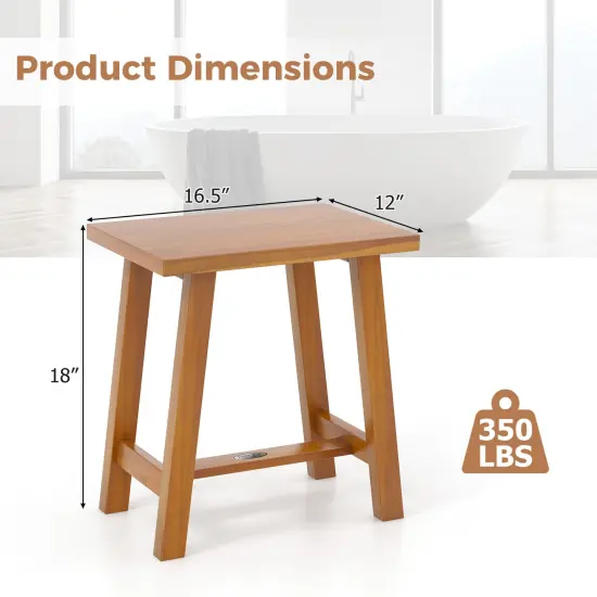 Natural Wooden Bathroom Shower Stool with 4 Legs Ideal Use as Side Table or Plant Stand {5}