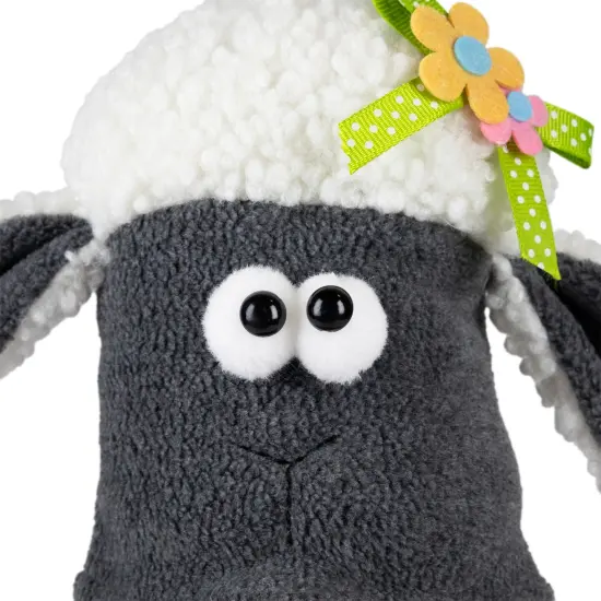 Northlight Plush Floral Sheep Gnome Easter Decoration - 9" - Tan and Gray Beige {7}