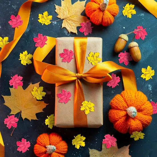 Thanksgiving Halloween Maple Leaf Confetti Table Scatter,Autumn Wedding Party Decorations, Red and Gold Fall Decor {4}