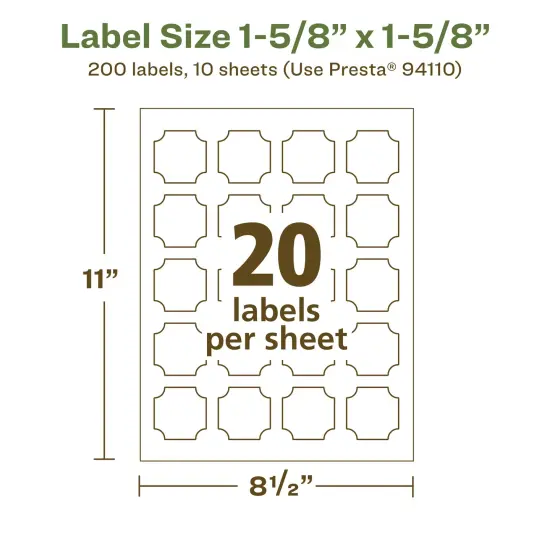 Avery Recycled Matte White Labels,1-5/8" x 1-5/8" Square Scalloped {5}