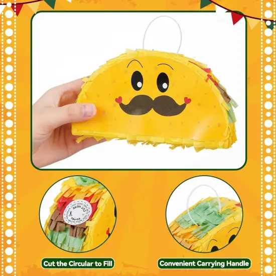 8 Pack Mini Pinata Mexico Taco Pi&ntilde;atas for Cinco De Mayo Party Fiestas Pi&ntilde;atas Birthday Celebrate Party Decoration Fun Taco Tuesday Event, 6 x 2 x 3.5 Inches {3}