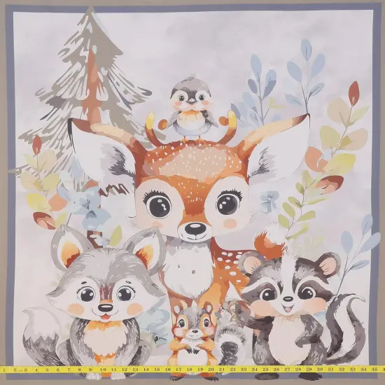 Mook Fabrics Fawn & Friends Cotton Fabric [45in. Wide] - By The Yard Multi (36" Panel) {3}