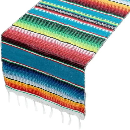 Mexican Table Runner 14x84 Inches Mexican Party Wedding Decorations for Fiesta Party Table Runners Rainbow Striped Serape Zarape Table Runner for Cinco de Mayo {5}