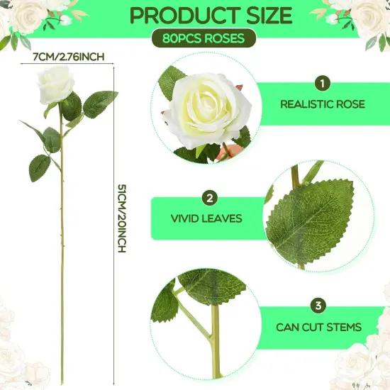 80 Pcs Artificial Rose Flowers Bouquet {2}