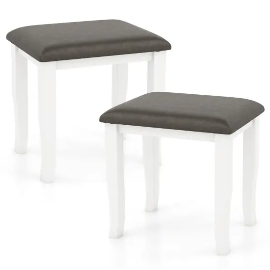 Set of 2 Vanity Stool Set, Cushioned, Solid Wood Frame, Stylish and Versatile Design {4}