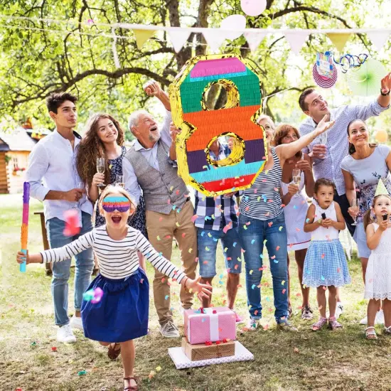 Rainbow Number 8 Pinata for Kids 8th Birthday Party Supplies, Fiesta, Centerpieces, Anniversary Celebrations {5}