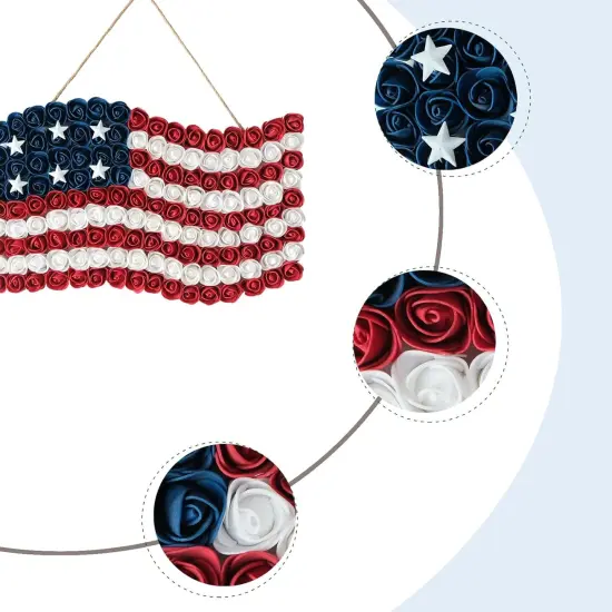 4th of July Wreath Patriotic Wreath Independence Day Wreath for Front Door, 17''*11''Window Wall Patio Decoration Memorial Day Americana Wreath with Red White and Blue American Flag Wreath {2}