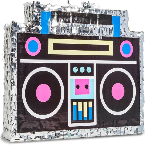 Boombox Pinata - 80s and 90s Theme Party Decorations, Hip Hop, Retro Birthday Supplies (16.5x12.8x3 In) - 90s Party Decorations - Boom Box Decor Pinata {1}