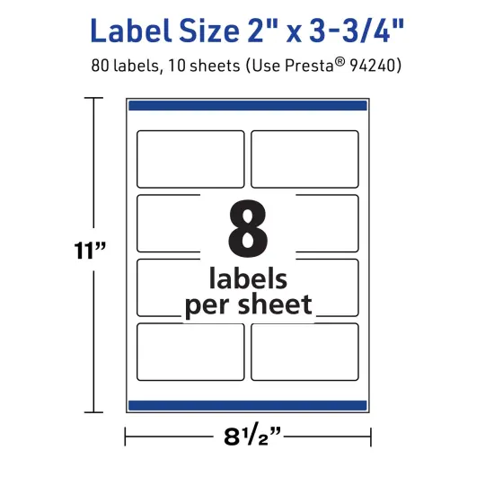 Avery TrueBlock Matte White Paper Labels,2" x 3-3/4" Rectangle {5}