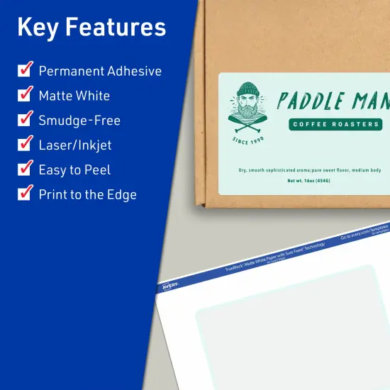 Avery TrueBlock Matte White Paper Labels,2-1/2" x 5" Rectangle {2}