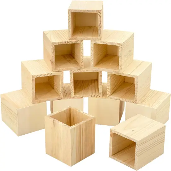 12 Pack Wood Crates Pen hlolder Unfinished Wooden Pencil Holder {3}
