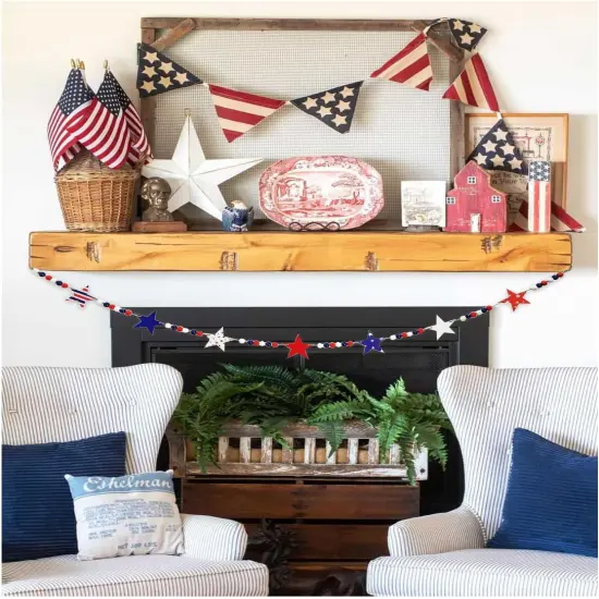 Red White Blue Wood Bead Garland for 4th of July Decorations {3}