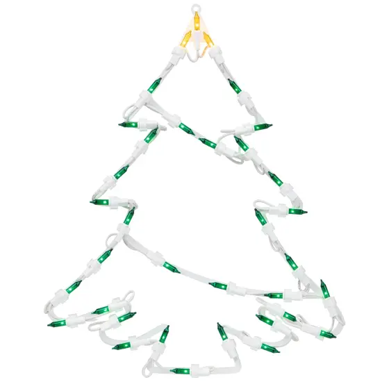 Northlight Lighted Christmas Tree Window Silhouette Decoration - 15" - Green and Yellow Lights White {3}