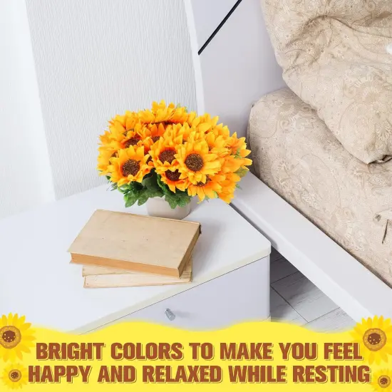 8 Pcs Fake Sunflower Bouquets, 11.8 in Artificial Sunflowers with Stems for Home, Kitchen, Table Centerpiece, DIY Decor {5}