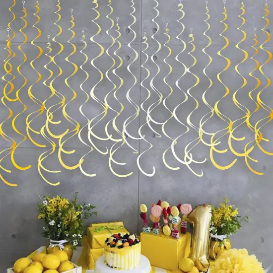 36Pcs Yellow Hanging Swirl Decorations {2}