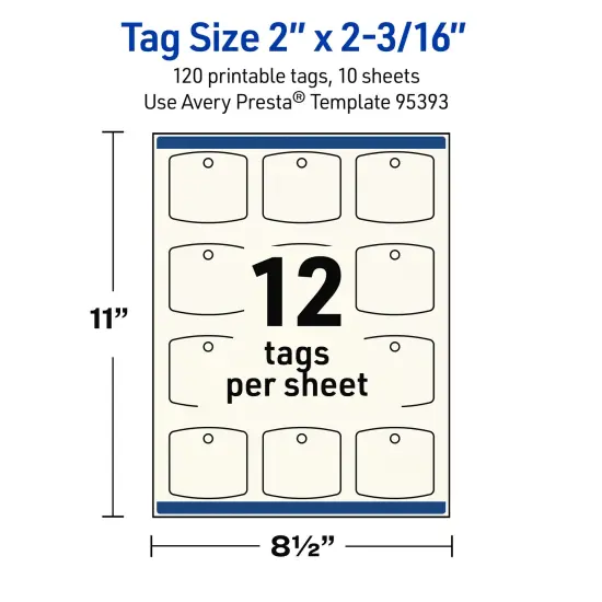 Avery Printable Arched Square Printable Tags, Sure Feed Technology, 2" x 2-3/16", Matte Ivory Cardstock, Print-to-The-Edge, Laser/Inkjet Printable, 120 Total {5}