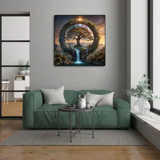 5D Tree of Life Diamond Art Kits for Adults Beginners,DIY Full Round Drill Diamond Painting Kits Font of Life,Paint by Diamonds Dot Gem Art Crystal Waterfall Easy,Home Wall Decor 13.7X 13.7Inch {2}