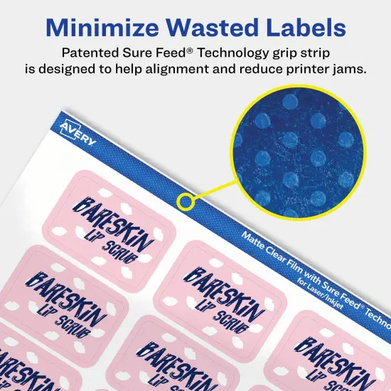 Avery Matte Clear Labels,1" x 1-1/2" Rectangle {4}