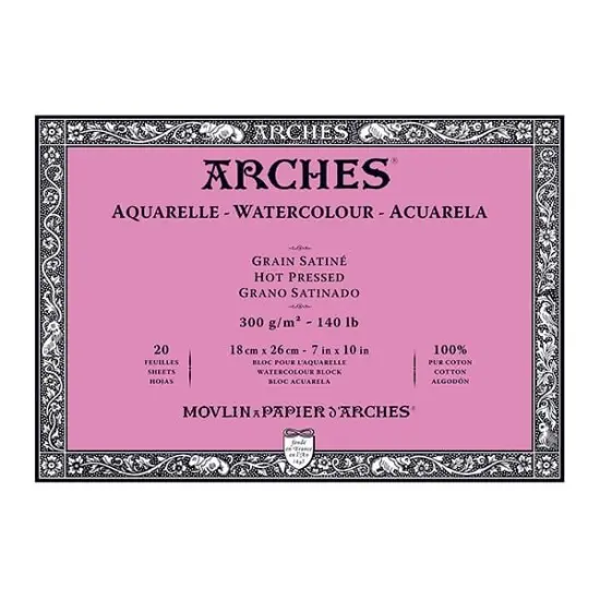 Arches Artist Watercolor Blocks, 140 lb Hot Press Block 7x10" (20 Sheets) {1}