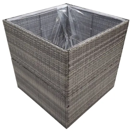 vidaXL Garden Planter Gray 31.5"x31.5"x31.5" Poly Rattan {3}