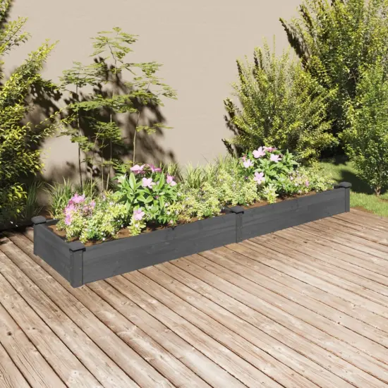 vidaXL Garden Raised Bed with Liner Gray 94.5x23.6x9.8 Solid Wood Fir {1}