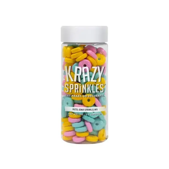 Krazy Sprinkles - Donut Sprinkle Shapes (1/2 Cup, 1x Jar) for Cakes, Ice Cream & Cookies {3}