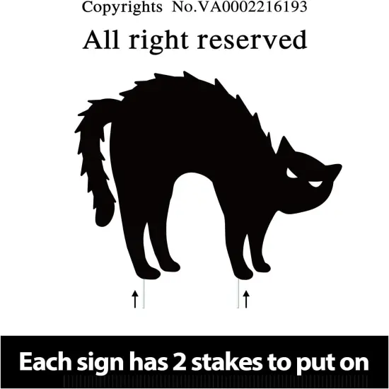 6ct Black Cat Decor Yard Signs with Stakes, Halloween Decorations Outdoor {3}