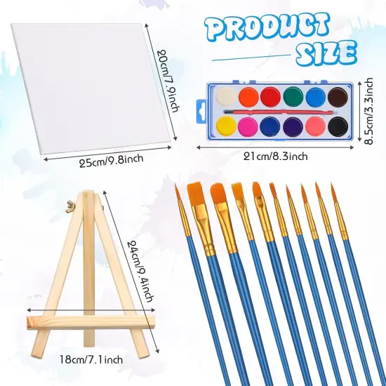 10 Set Canvas Boards with Easel for Painting Kit {3}
