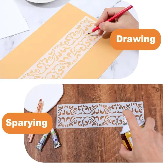 12 Pieces Border Leaf Stencil {3}